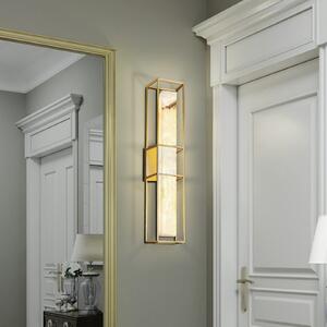 Quintiesse LED zunanja stenska svetilka BLAKLEY, zlata/alabaster, višina 61 cm, IP44, zatemnjen, Zlata / medeninasta, Kopalnica, Kovina