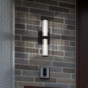 Quintiesse LED zunanja stenska svetilka FAYTON, črna, višina 36 cm, kovina, IP44, zatemnjen, Črna, Kopalnica, Kovina, Sodobni