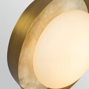 Quintiesse LED stenska svetilka ALONSO, medenina, Ø 22 cm kovina/steklo/alabaster, zatemnjen, Bronasta / starinska medenina, Dnevna soba / jedilnica, Kovina