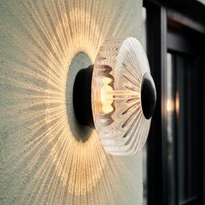 DESIGN BY US LED zunanja stenska svetilka New Wave Optic, steklo, Ø 26 cm, IP65, Prozorna, Aluminij, Dizajn
