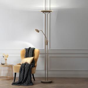 FISCHER & HONSEL LED-stoječa svetilka Tallri, siva višina 180 cm 2-flg. CCT Touchdim, zatemnjen, Rjava / rjasta, Dnevna soba / jedilnica, Kovina, Sodobni, Svetilka za branje