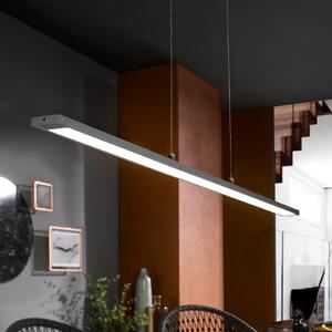 FISCHER & HONSEL LED viseča svetilka Marlo, siva, dolžina 120 cm, CCT, dotik dimmer, zatemnjen, Siva, Dnevna soba / jedilnica, Kovina, Sodobni