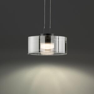 FISCHER & HONSEL LED viseča svetilka LAVIN, črna/dimna, Ø 20 cm kovina/steklo dim, zatemnjen, Siva, Dnevna soba / jedilnica, Kovina, Sodobni