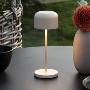 Konstsmide LED-akumulatorska namizna svetilka Lille, višina 20 cm, barva peska, IP54, USB, zatemnjen, Bež, Dnevna soba / jedilnica, Aluminij, Sodobni