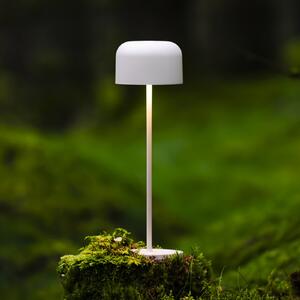 Konstsmide LED-akumulatorska namizna svetilka Lille, višina 36 cm, bela, IP54, USB, zatemnjen, Bela, Dnevna soba / jedilnica, Aluminij, Sodobni