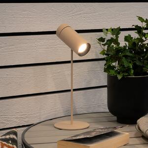 Konstsmide LED-akumulatorska namizna svetilka Multi, peščena barva, višina 30 cm, IP54, zatemnjen, Bež, Dnevna soba / jedilnica, Aluminij, Sodobni