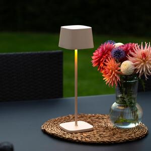 Konstsmide LED-akumulatorska namizna svetilka Capri, višina 36 cm, peščena barva, IP54, zatemnjen, Bež, Dnevna soba / jedilnica, Kovina, Sodobni