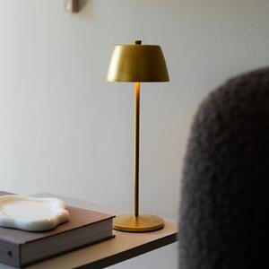 Konstsmide LED-akumulatorska namizna svetilka Eze, mat zlata, 32 cm, IP54, USB, zatemnjen, Zlata / medeninasta, Dnevna soba / jedilnica, Aluminij, Sodobni
