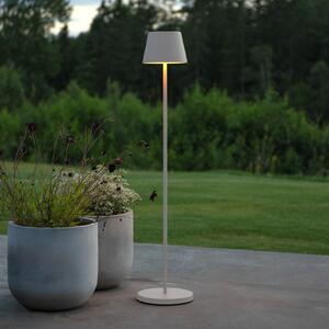 Konstsmide LED-akumulatorska stoječa svetilka Pomezia, bela, 124 cm, IP54, USB, zatemnjen, Bela, Dnevna soba / jedilnica, Aluminij, Sodobni