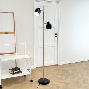 Dyberg Larsen Stojna svetilka Ocean, črna/medenina, 2-svetilna., Črna, Dnevna soba / jedilnica, Kovina, Skandinavski