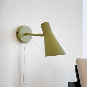 Dyberg Larsen stenska svetilka DL12, zelena, kabel, E27, kovina, Zelena, Dnevna soba / jedilnica, Kovina, Skandinavski