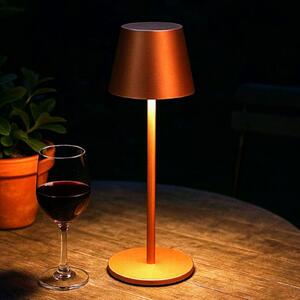 FH Lighting LED-akumulatorska namizna svetilka Viletto, rjava, višina 36 cm, IP54, zatemnjen, Rjava / rjasta, Kovina, Sodobni