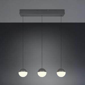 Reality Leuchten LED viseča svetilka Senta, antracit, dolžina 62 cm, 3.000 K 3-flg., Črna, Dnevna soba / jedilnica, Plastika, Sodobni, Globus