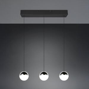Reality Leuchten LED viseča svetilka Senta, krom, dolžina 62 cm, 4.000 K, 3-svetilna., Kovinska, Dnevna soba / jedilnica, Plastika, Sodobni, Globus