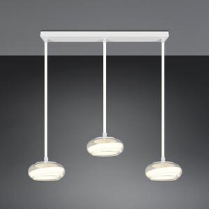 Trio Lighting LED viseča svetilka Tarsia, bela mat, dolžina 91 cm, steklo, 3-svetilna., zatemnjen, Bela, Dnevna soba / jedilnica, Steklo, Sodobni