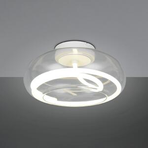 Trio Lighting LED stropna svetilka Tarsia, bela mat, Ø 40 cm steklo, zatemnjen, Bela, Dnevna soba / jedilnica, Steklo, Sodobni