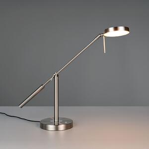 Trio Lighting LED namizna svetilka Monza, nikljeva barva, višina 52 cm, kovina, zatemnjen, Kovinska, Študija / pisarna, Kovina, Sodobni