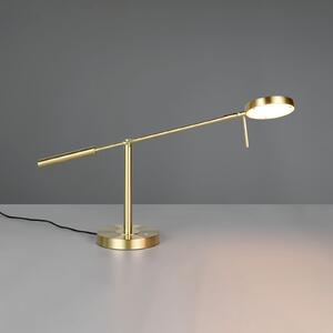 Trio Lighting LED namizna svetilka Monza, barva medenine, višina 52 cm, kovina, zatemnjen, Zlata / medeninasta, Študija / pisarna, Kovina, Sodobni