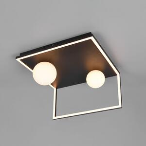 Trio Lighting LED stropna svetilka Arola, črna mat, širina 37 cm, kovina, zatemnjen, Črna, Dnevna soba / jedilnica, Kovina, Sodobni