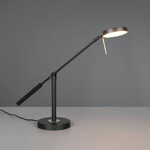 Trio Lighting LED namizna svetilka Monza, črna mat, višina 52 cm, kovina, zatemnjen, Črna, Študija / pisarna, Kovina, Sodobni