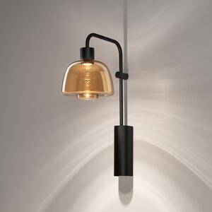 Bover LED stenska svetilka Drep A/04, jantar, steklo, črna, 2700 K, Črna, Dnevna soba / jedilnica, Aluminij, Dizajn