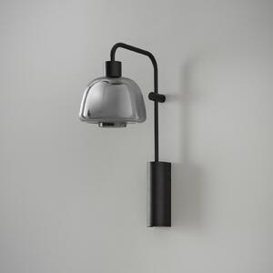 Bover LED stenska svetilka Drep A/04 dimno sivo steklo, črna 2.700K, Črna, Dnevna soba / jedilnica, Aluminij, Dizajn