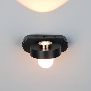 Trio Lighting LED stenska svetilka Arpino črna, izstop 15 cm, kovinska, 2-krilna., zatemnjen, Črna, Dnevna soba / jedilnica, Kovina, Sodobni