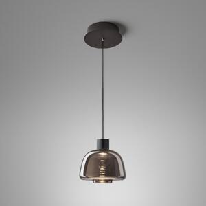 Bover LED viseča svetilka Drep S/01, dimno siva, steklo, 2700 K, Siva, Dnevna soba / jedilnica, Steklo, Dizajn