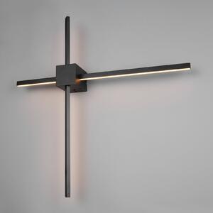 Trio Lighting LED stenska svetilka Cassino, črna mat, širina 67 cm, kovina, zatemnjen, Črna, Dnevna soba / jedilnica, Kovina, Sodobni