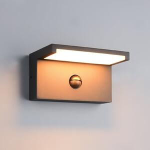 Trio Lighting LED zunanja stenska svetilka Ravi, antracit Širina 18 cm Senzor, IP54, Črna, Aluminij, Sodobni