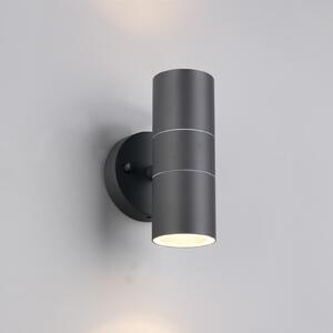 Trio Lighting Zunanja stenska svetilka Turia, antracitna, višina 16 cm, kovina, zatemnjen, Črna, Aluminij, Sodobni