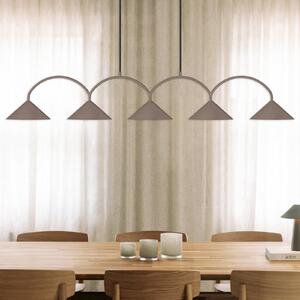 Globen Lighting viseča svetilka CURVE, dolžina 165 cm, rjava, 5-svetilna., zatemnjen, Rjava / rjasta, Dnevna soba / jedilnica, Kovina, Vintage