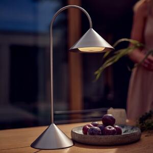 FRANDSEN LED-akumulatorska namizna svetilka Grasp, nerjaveče jeklo, višina 47 cm, zatemnjen, Kovinska, Nerjaveče jeklo, Dizajn