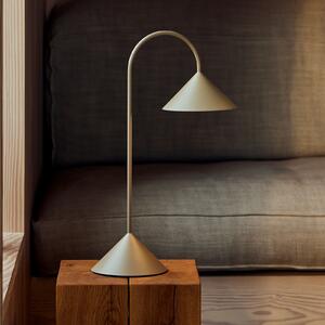FRANDSEN LED-akumulatorska namizna svetilka Grasp, peščeno siva, višina 47 cm, zatemnjen, Siva, Kovina, Dizajn