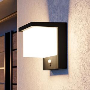 EGLO LED-solarna stenska svetilka Frigento, črna, višina 15 cm, senzor, Črna, Aluminij, Sodobni