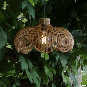 PR Home Zunanja viseča svetilka Belle, naravni ratanski, Ø 43 cm, vtič IP44, Les, Les