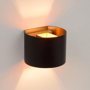 Lucide Xio LED stenska svetilka, širina 13 cm, črna, zatemnjen, Črna, Dnevna soba / jedilnica, Kovina, Sodobni