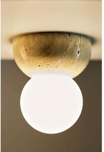 Globen Lighting stenska svetilka Torrano, bež, Ø 13 cm, IP44, zatemnjen, Bež, Dnevna soba / jedilnica, Kamen, Dizajn, Globus