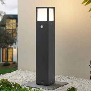Lucande Lucidna LED luč za osvetlitev poti Dewari, detektor gibanja, 65 cm, IP54, Siva, Aluminij, Sodobni