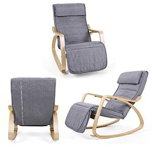 Gugalni stol, ležalnik SWING, nosilnost 150kg, 67x115x91cm, siva SongmicsHome