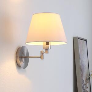 Lindby stenska svetilka Pola, 30 cm, nikelj, raztegljiva, tekstil, zatemnjen, Kovinska, Dnevna soba / jedilnica, Tkanine / tekstil, Sodobni