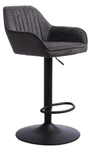 Temno siv oblazinjen barski stol z nastavljivo višino/z nasloni za roke (višina sedeža 65 cm) Nolan – Unique Furniture