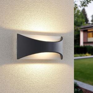 Lindby LED stenska svetilka Mathea, 30 cm, antracit, aluminij, IP65, Črna, Kovina, Sodobni