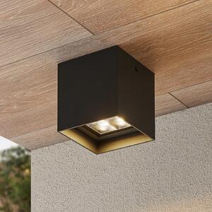 Lindby Eveta LED stropna svetilka, 10 cm, antracit, aluminij, IP65, Črna, Kovina, Sodobni