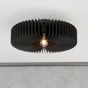 EGLO Stropna svetilka Palombaia, črna, Ø 50 cm, jeklo/les, E27, zatemnjen, Črna, Kovina