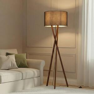 Lucande Talna svetilka Auriane, stativ, črna, tkanina, 160 cm, Les, Dnevna soba / jedilnica, Tkanine / tekstil, Skandinavski, Tripod