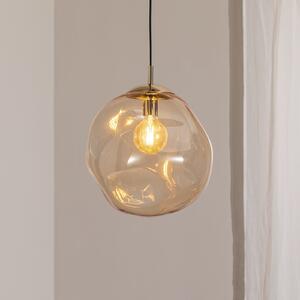 TK Lighting Steklena viseča svetilka Sol, Ø 35 cm, črna/jantarna, zatemnjen, Prozorna, Dnevna soba / jedilnica, Steklo, Sodobni