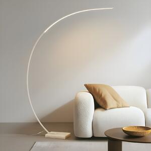 Lindby LED obokana talna svetilka Kendra, bela, aluminij, višina 180 cm, zatemnjen, Bela, Dnevna soba / jedilnica, Kovina, Sodobni
