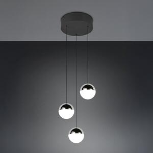 Reality Leuchten LED viseča svetilka Senta, krom barva, Ø 25 cm, 4.000 K 3-flg., Kovinska, Dnevna soba / jedilnica, Plastika, Sodobni, Globus