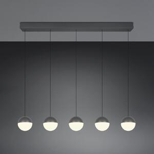 Reality Leuchten LED viseča svetilka Senta, antracit, dolžina 114 cm, 3000 K, 5-svetilna., Črna, Dnevna soba / jedilnica, Plastika, Sodobni, Globus